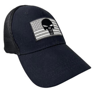 Highland Tactical American Flag Skull Black Hat Cap Flex One Size Fits Most